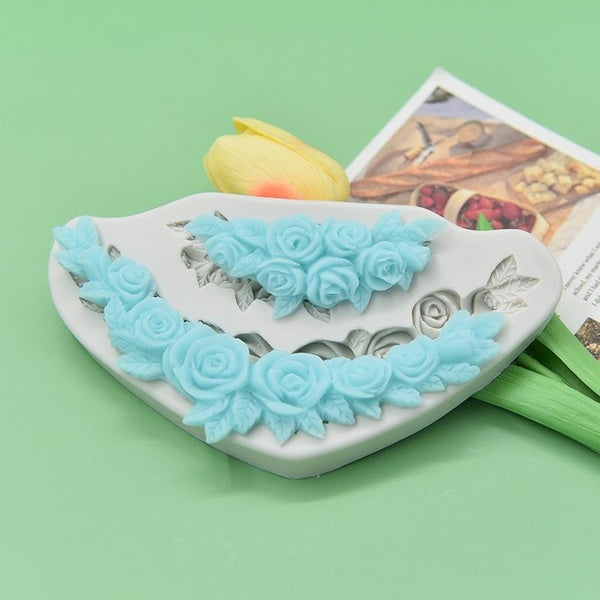 KUXSE Flower Cake Border Silicone Molds Fondant Cake Decorating Tools Sugarcraft Chocolate Clay Candy Molds Gumpaste Mold Kitchen Baking Tools