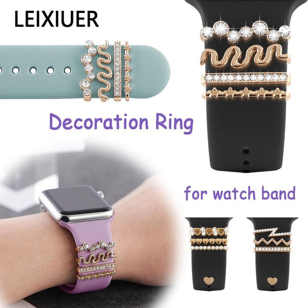 LEIXIUER Watchband Accessories Metal Decoration Ring for Apple - Samsung - Huawei watch band Decorative Jewelry for 20-22mm strap leather bracelet si