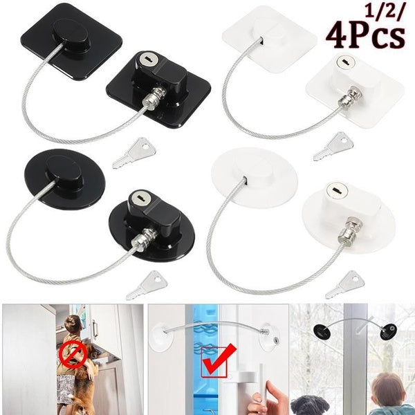 4-2-1pc Adhesive Safety Baby Locks Refrigerator Door Lock Security Blocker Padlock Children's Safety Shifting Door Lock