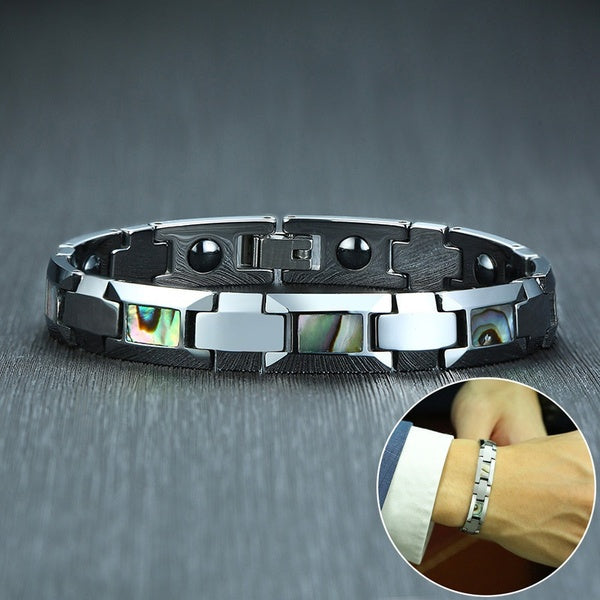 Antiscratch Magnetic Tungsten Bracelet Men Shell Hematite Health Energy Chain Link for Arthritis Pain 20cm