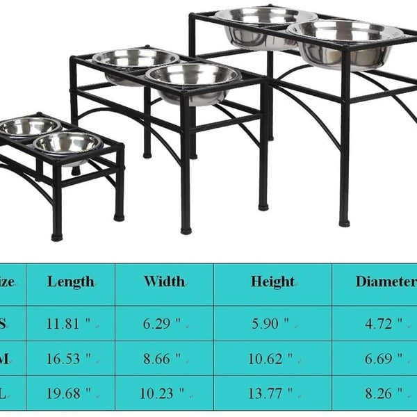 Elevated Dog Bowls Raised Pet Feeder Cat Food & Water Diner Stand Set