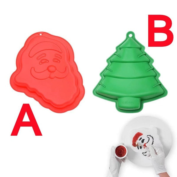 Christmas Tree Pattern Silicone Cake Mold Santa Claus Cake Pan Molds For Baking DIY Chocolate Cookie Baking Accessories Kitchen Stuff Kitchen Accesso