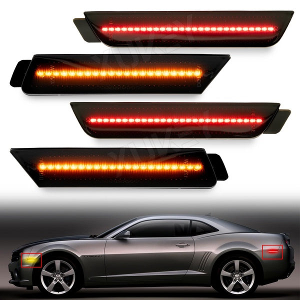 4x voiture avant arrière Sidemarker lampe ambre rouge pour Chevrolet Camaro 2010-2015 pare-chocs LED garde-boue côté marqueur clignotant LR lentille