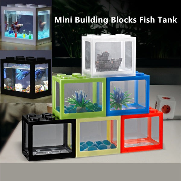 Desktop Mini Building Blocks Fish Tank Creativity Miniature Ecological Ornamental Fish Tank Aquarium