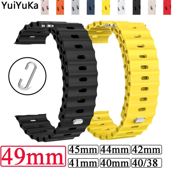 YuiYuKa Silicone Band for Smart Watch Ultra 49mm 8 7 45mm 41mm 44mm 40mm 38mm 42mm for Smartwatch Series SE 6 5 4 3 2 1 Men Women Sport Soft Bracelet