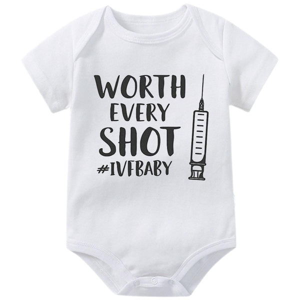 Worth Every Shot #IVF Baby Baby Onesies,Cute Baby Bodysuit,Creeper Infant One-piece for Boys Girls,Funny Novelty Gift Short Sleeve Jumpsuit Rompers