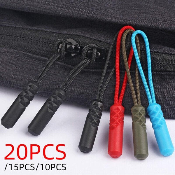 20 pièces-15 pièces-10 pièces fermetures à glissière extracteur de traction extrémité d'étiquette de corde tête cylindrique tirette de remplacement p