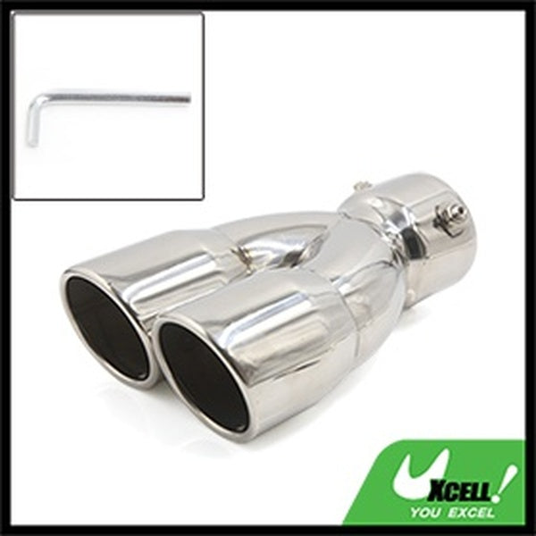 75mm Inlet Dual Twin Tip Racing Car Exhaust Pipe Y Shaped Muffler Tailpipe