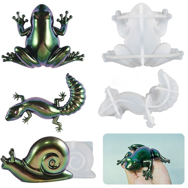 DIY Frog Lizard Snails Resin Molds Crystal Silicone Moulds for Resin Epoxy Handmade Home Desktop Decoration Ornaments Craft Making Tools