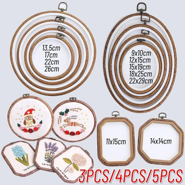 3PCS-4PCS-5PCS Embroidery Hoops Imitated Wood Cross Stitch Hoops and Frames for DIY Art Craft Sewing and Hanging Ornaments Home Decor