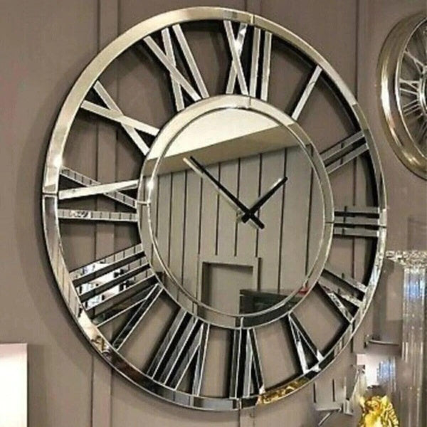 3D Modern Design Mirrored Plexi Wall Clock Big Size Silent Flow Home Living Room Office Decoration