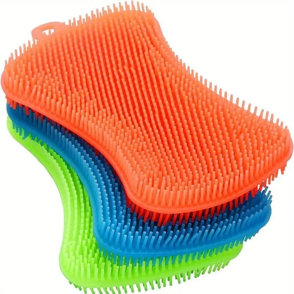 3pcs, Super Durable Silicone Utensil Sponge - Multi-Purpose KitchenGadget for Efficient Cleaning - Specially Exquisite Kitchen Sponge Brushfor Home U