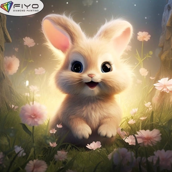 FIYO DIY 5D Rabbit Diamond Painting Full Drill with Number Kits Home and Kitchen Fashion Mosaic Diamond Painting Canvas Wall Decoration Gift Crafts f