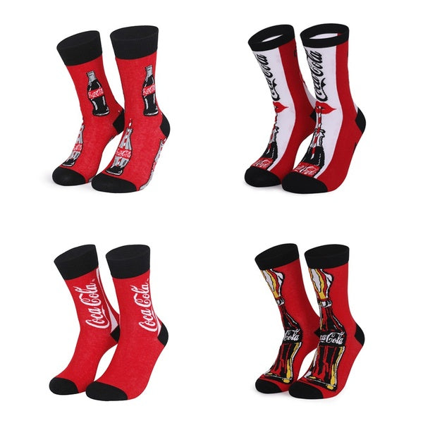 Dessin animé Coca Cola Lettres Casual Sports Jacquard Rouge Jeunes Hommes et Femmes Couple Tube Chaussettes Marée Chaussettes Chaussettes Longues Cha