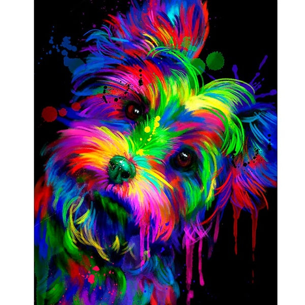 DIY 5D Colorfly Dog Diamond Painting Full Drill with Number Kits Home and Kitchen Fashion Crystal Rhinestone Embroidery Paintings Canvas Pictures Wal