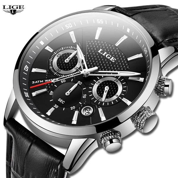 LIGE Mode Hommes Montres Top Marque De Luxe Étanche Militaire Chronographe Sport Quartz Montre-Bracelet Hommes Horloge Mâle Reloj Hombre