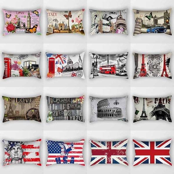 Retro printing pillowcase home decoration car sofa cushion cover (30cm * 50cm)