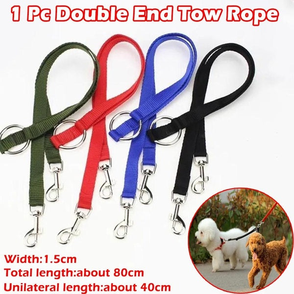 1Pc Double End Tow Rope Nylon Leashes Pet Dog Lead Double Leash with Clip for Collar Two Pet Dogs Walking Duplex Leash Splitter