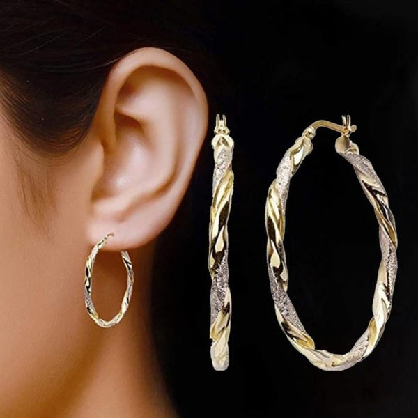 Fashion Hoop Earrings Spiral Circle Earrings Simple Seeds Earrings Big Circle Gold Color Loop Earrings for Women