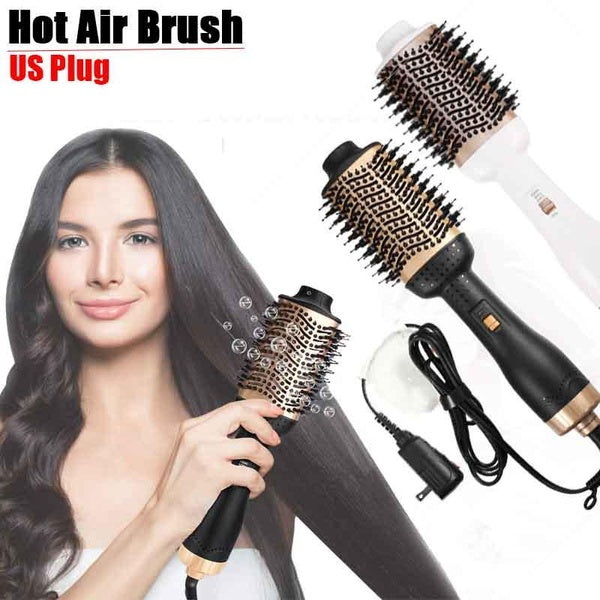 Blow Hair Dryer Brush One Step Hair Dryer Volumizer Straightener Anti-frizz Hot Air Brush Styling Tool US Plug