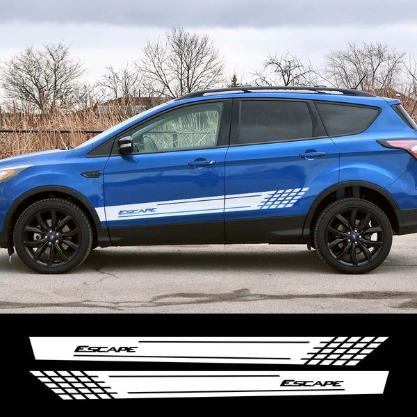 2PCS Car Vinyl Films Auto Reflective Door Side Skirt Stripes PVC Stickers Decals For Ford Escape Car Body Decoration Accessories