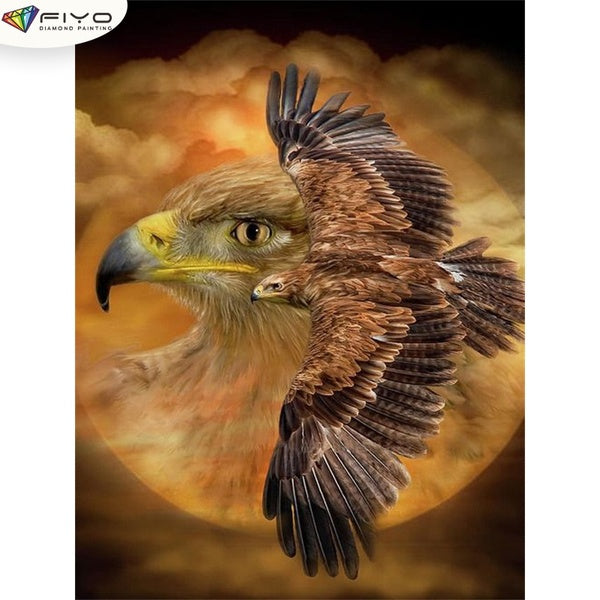 Flying eagle DIY 5D Diamond Painting Full Drill with Number Kits Home and Kitchen Fashion Crystal Rhinestone Cross Stitch Embroidery Paintings Canvas