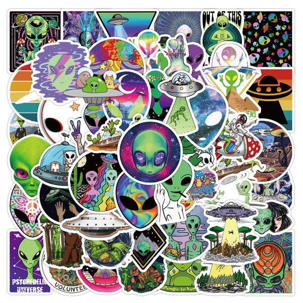 10-25-50Pcs Cool Mysterious Alien Graffiti Stickers Luggage Laptop CarPhone Waterproof Stickers