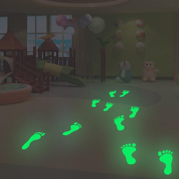 Glow In The Dark Footprint Stickers Decals Luminous Funny Decor For Amusement Park Kindergarten Bedroom Wall Decor