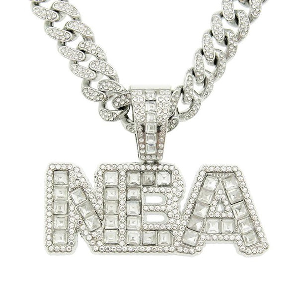 Hip Hop Cuban Chains Letter Necklace Diamond Cuban Chain Fashion Sweater Chain Cool Accessories Creative Gifts Matron Inn