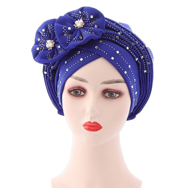 African Headtie African Auto Caps Already Made Headties Shinning Sequins Cap for Women Female Head Wraps