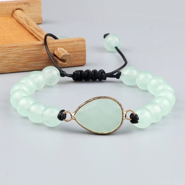 Reiki traitement Rectangle rond diamant breloque tressé Bracelet coloré cristal Quartz pierre naturelle perle Bracelet dames bijoux