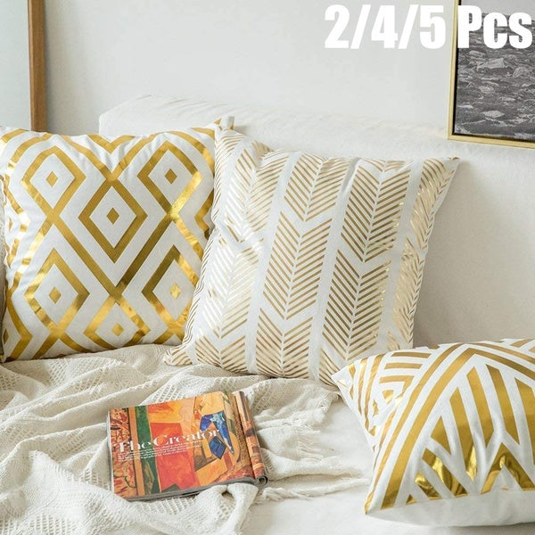 2-4-5Pcs Christmas Decorative Pillowcase Home Sofa Car Decor Pillow Cover Gold Stamping Cushion Covers Party