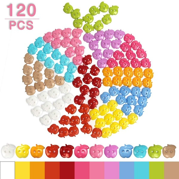 Boutons de Couture pour Bricolage, 120 Pcs 12 Couleurs Boutons en Forme de Pomme Boutons Artisanat Bricolage Fait à la Main pour Bouton Peinture Cout
