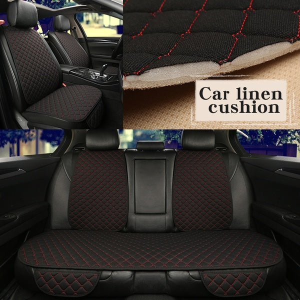 Car Seat Covers Linen Fabric Car Seat Protector Four Seasons Front Rear Flax Cushion Breathable Protector Auto accessories