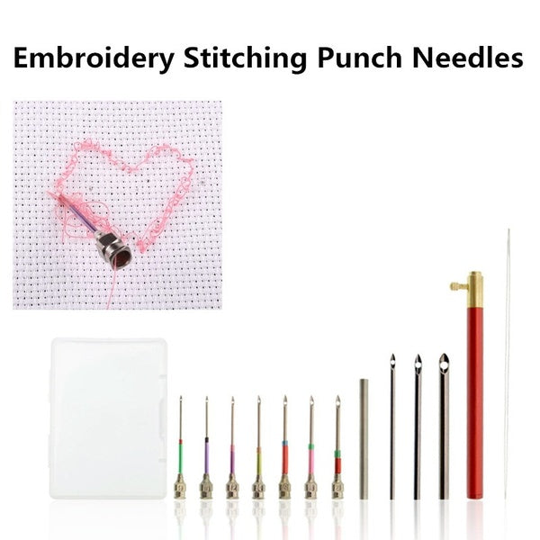 Metal Embroidery Stitching Punch Needle Handmade Needlepoint Kits for DIY Embroidery Cross Stich Sewing Tool Set with Tube