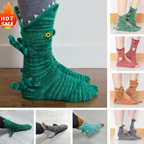 1 paire Creative Cartoon Animal Forme Chaussettes Mignon Conception Tricot Crocodile Chaussettes Hiver Chaud Intérieur Plancher Chaussettes Cadeaux H