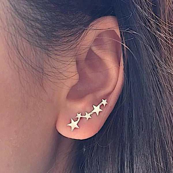 1 Pair Star Ear Climber Earrings 925 Sterling Silver Star Stud Earrings for Women Daily Casual Simple Accessories Matron Inn