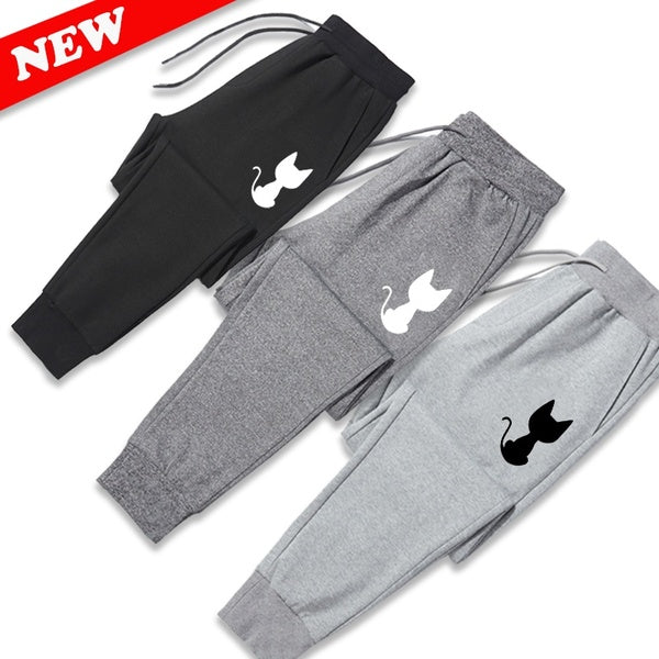 Trending Cute Cat Printed Women Sweatpants Cotton Long Pants Jogger Trousers Womens Casual Sports Fitness Solid Jogging Pants Women Sweat Pants
