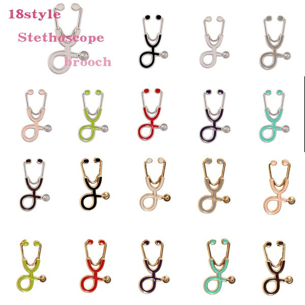 Chaude 18 Couleurs Charme Creative Cartoon Stéthoscope Broche pour Docteur Infirmière Épinglette Coloré Mini Badge Bijoux Hijab Pins Cadeaux