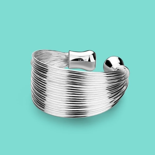 woman 925 sterling silver ring,special 28line design,opening Solid silver ring lady Hyperbole silver jewellery birthday present