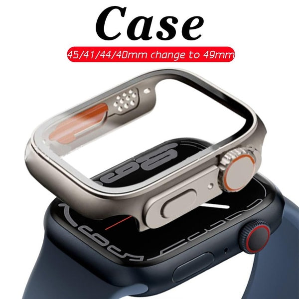 Pc Case Tempered Glass for Apple Watch 8 7 45mm 41mm 40mm 44mm for Iwatch SE 6 5 4, Screen Protector PC Cover Accessories Upgrade To - Change To Appl