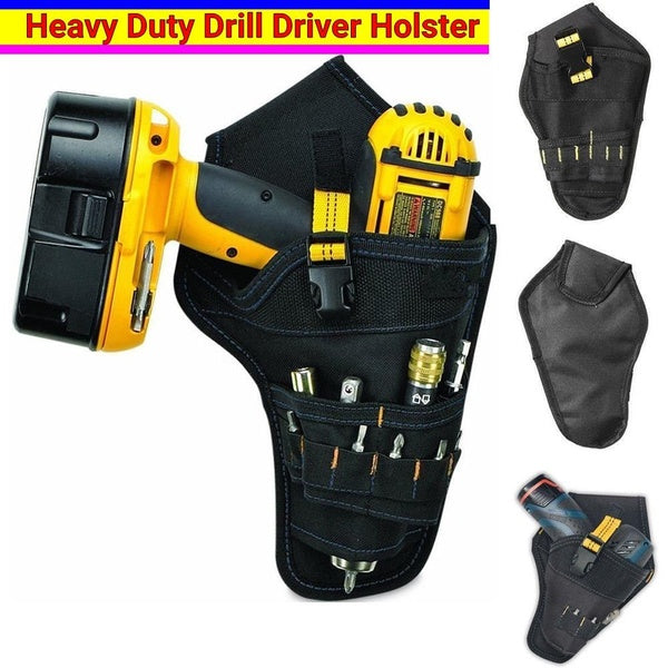 Portable Heavy Duty Drill Driver Holster Cordless Electrician Tool Bag Bit Holder Belt Pouch Waist Cordless Drill Storage Pocket