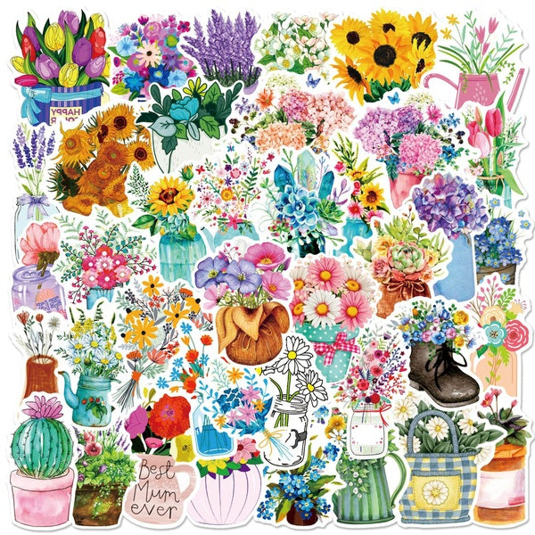 10-50pcs Cute Aesthetics art plant flowers stickers sunflower graffiti Stickers for DIY Luggage Laptop Skateboard Motorcycle Bicycle Sticker