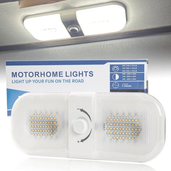 RV Interior Lights 144 LED 3 Colors Dimmable Interior Lighting 12V-24V Ceiling Dome Light For Campers RV Truck Motorhome