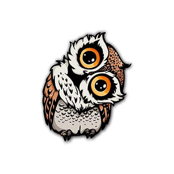 3.7" wide x 4.5 inches Vinyl Graphics Owl Staring Sticker-Decal Car Sticker