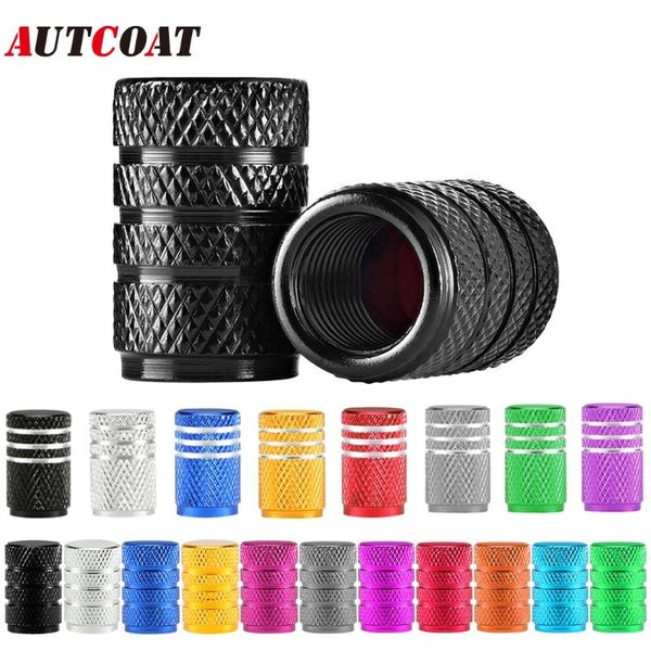 AUTCOAT 4Pcs-Set Tire Stem Valve Caps Aluminium Car Dustproof Caps Tire Wheel Stem Air Valve Caps