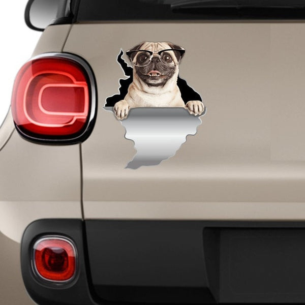 3D Pug Sticker Waterproof Funny Car Truck Window Bumper Vinyl Decal dog Sticker
