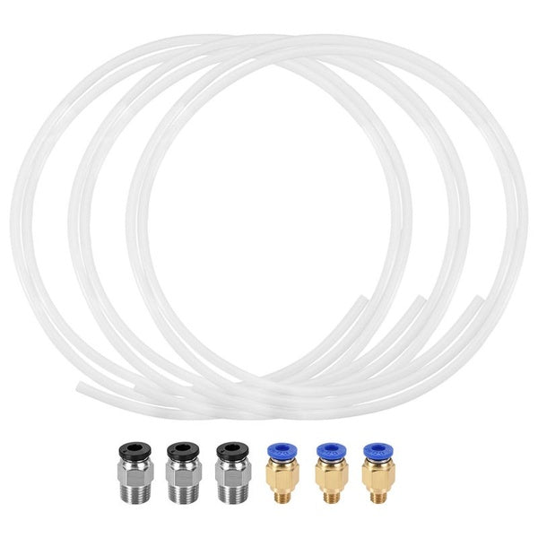 3 pièces PTFE Tube Tuyau pour Imprimante 3D 1.75mm Filament Laiteux 3.28ft Longueur avec Pneumatique PC4-M6-M10 Raccords
