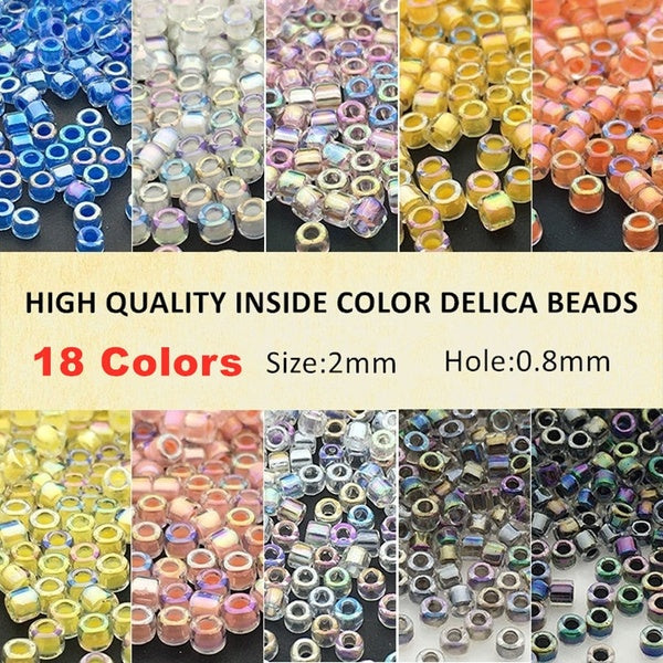 500Pcs 2mm Miyuki Delica Beads Inside Dyed Colors Uniform Glass Seed Beads For Jewelry Making Earrings Bracelet Diy Sewing Accessories Matron Inn