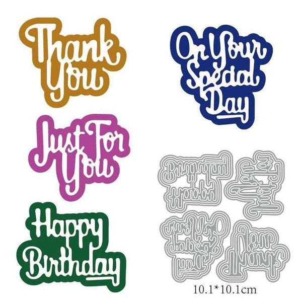 Matrices de découpe en métal joyeux anniversaire à l'alphabet anglais, pour Scrapbooking, pochoirs de gaufrage, fabrication de cartes, décor artisana